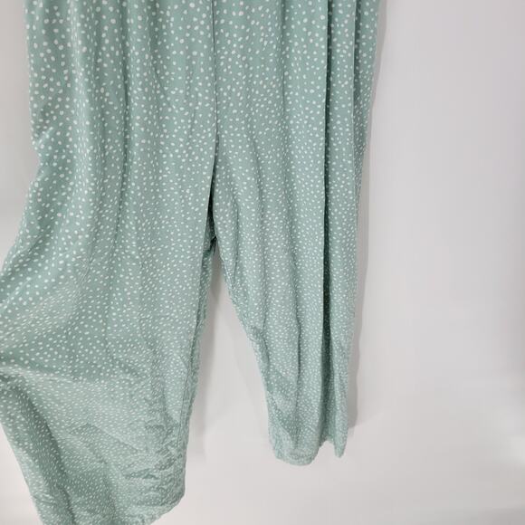 Jessica Simpson Jumpsuit Womens M Green White Polka Dot Wide Leg Smocked Straps - Picture 4 of 14